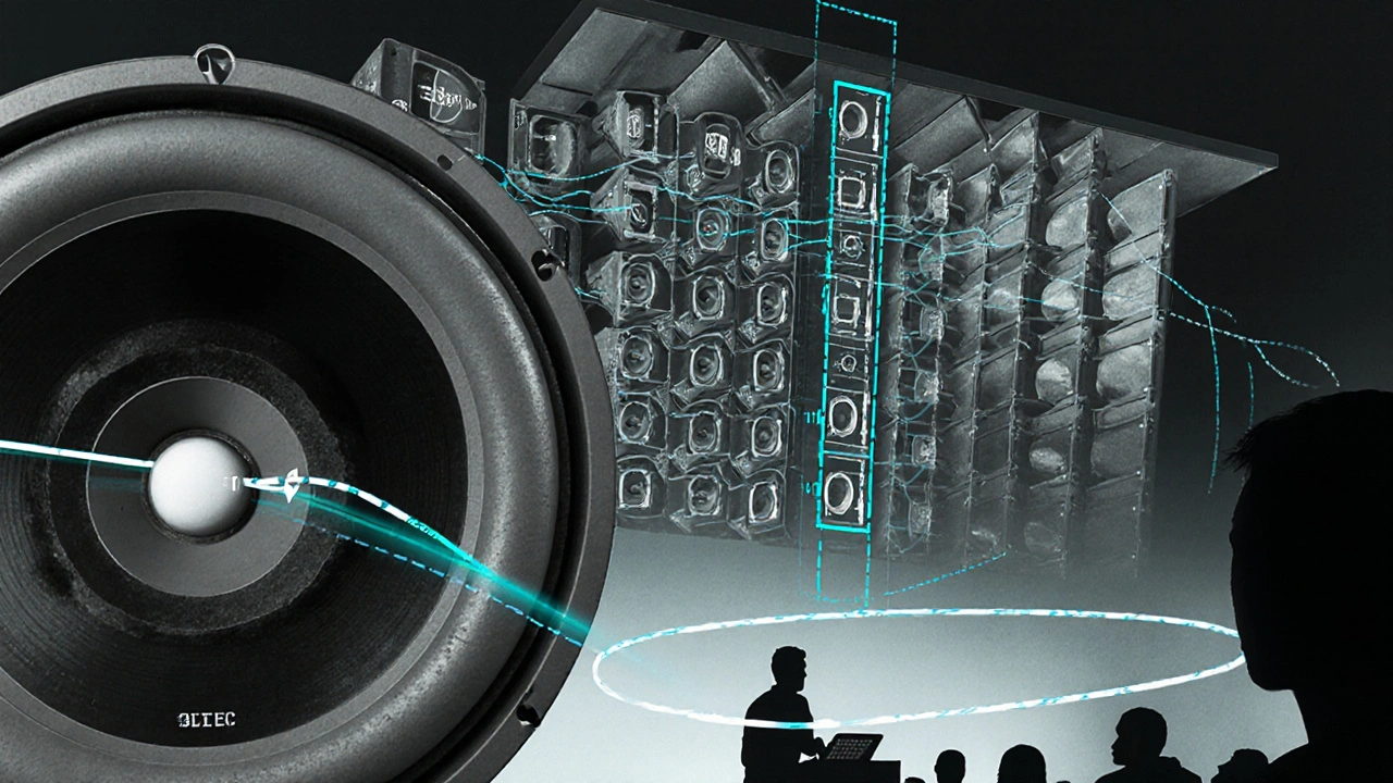 Cut‑away illustration showing Ministry of Sound's Altec speakers, sub‑woofers and acoustic panels.
