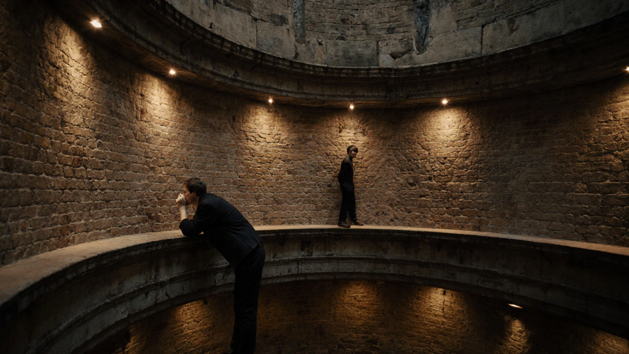 Whispering Gallery with visitors communicating across the curved brick wall.